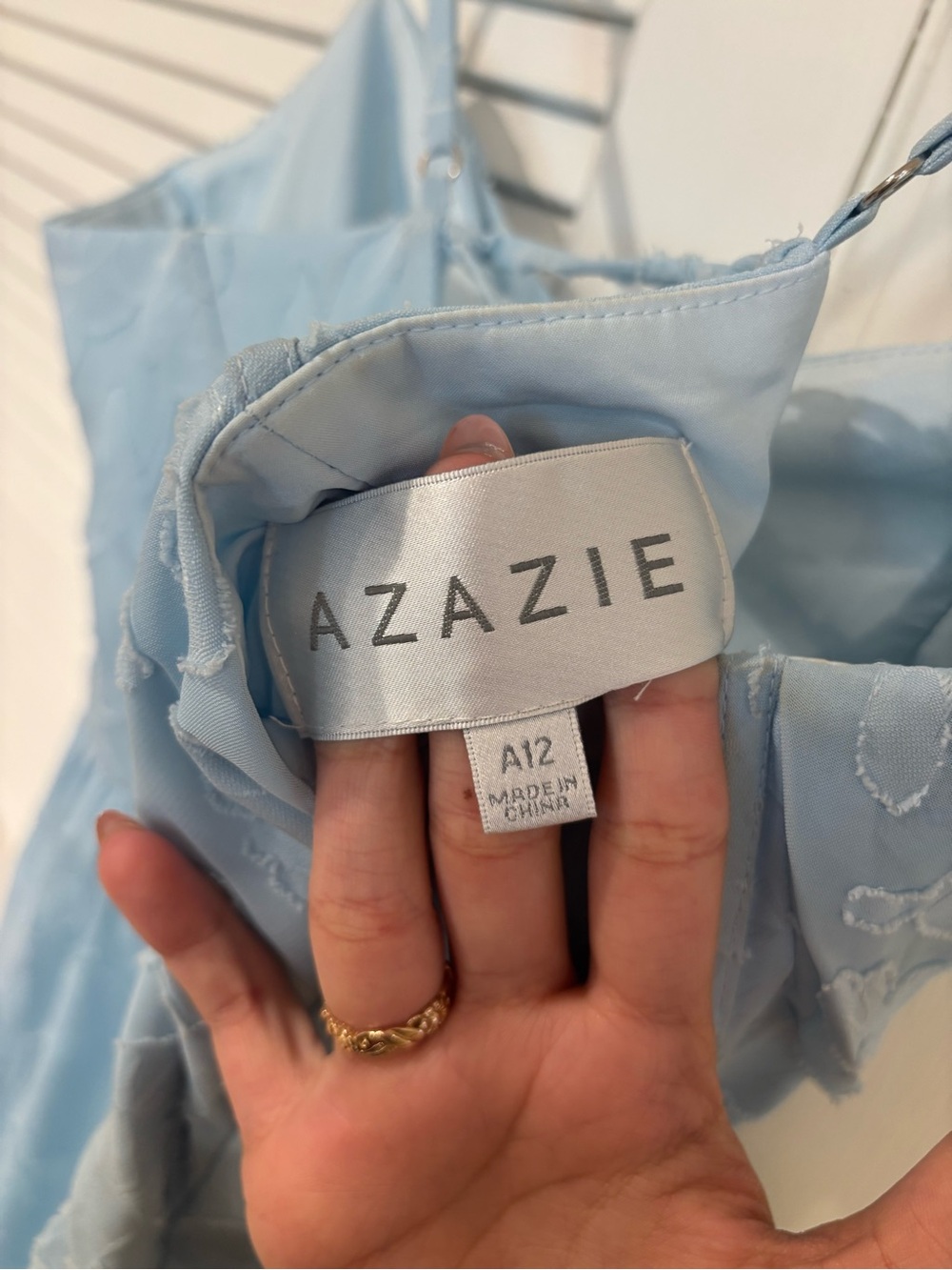 Azazie Sky Blue Floral Burnout Corset Dress - Picture 7 of 13